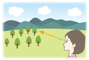 遠くを見ている人